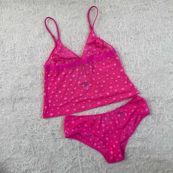 Y2K Body by Victoria Secret Pink Mesh Polka-Dot Lingerie Set – Medium - Picture 1 of 7